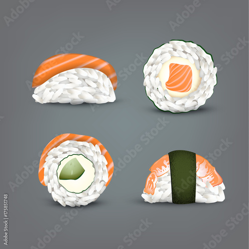 Vector Sushi set. Realistic icon.