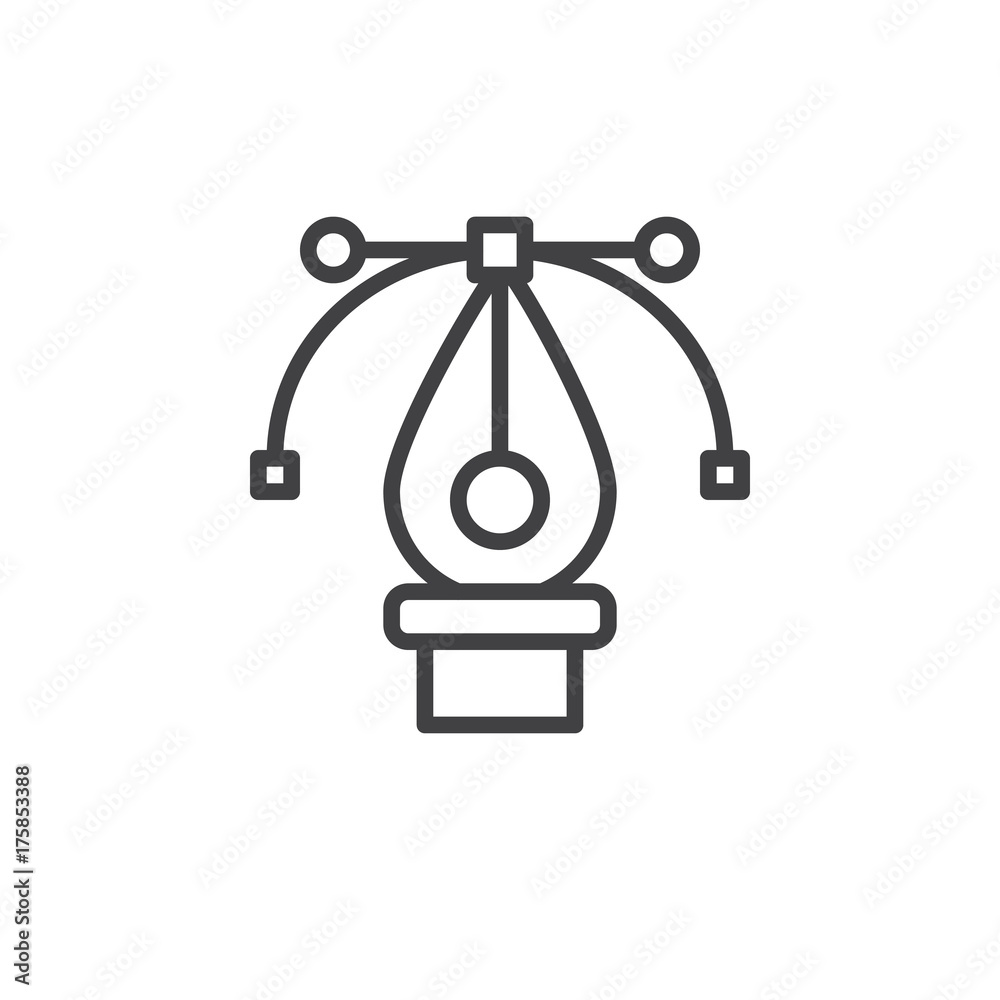 Pen tool line icon, outline vector sign, linear style pictogram isolated on white. Vector design symbol, logo illustration. Editable stroke Pen tool line icon, outline vector sign, linear style pictogram isolated on white. Vector design symbol, logo illustration. Editable stroke