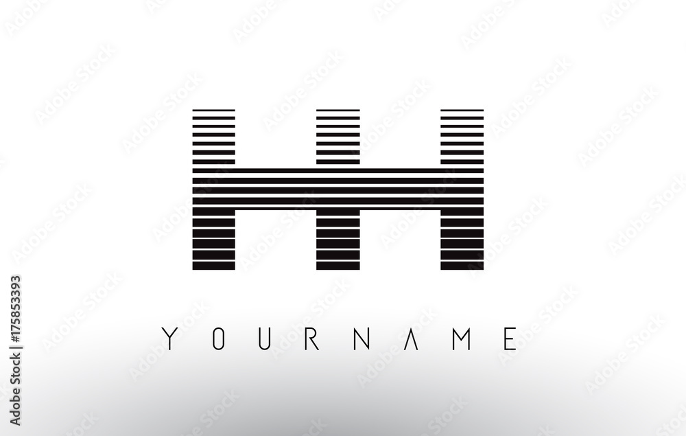 HH Black and White Horizontal Stripes Letter Logo. HH Black and White Horizontal Stripes Letter Logo.