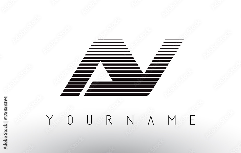 AV Black and White Horizontal Stripes Letter Logo. AV Black and White Horizontal Stripes Letter Logo.
