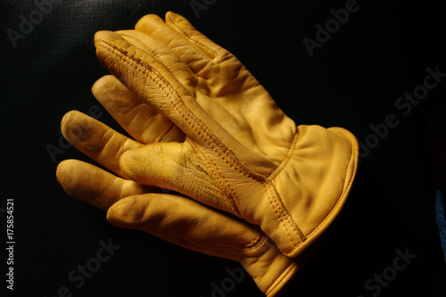 Yellow leather gloves