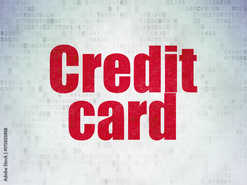 Money concept: Credit Card on Digital Data Paper background Money concept: Credit Card on Digital Data Paper background