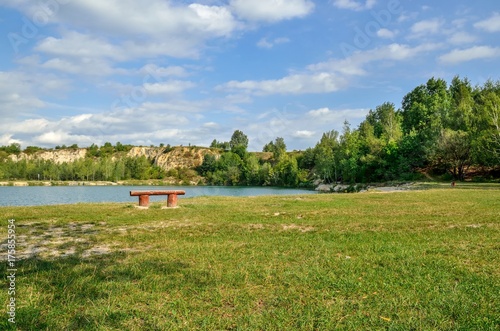 Beautiful quarry with water. Water reservoir in Trzebinia, Poland. photo