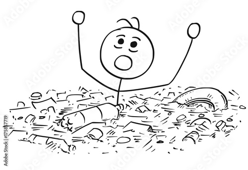 Man Drowning in Waste Garbage Dump