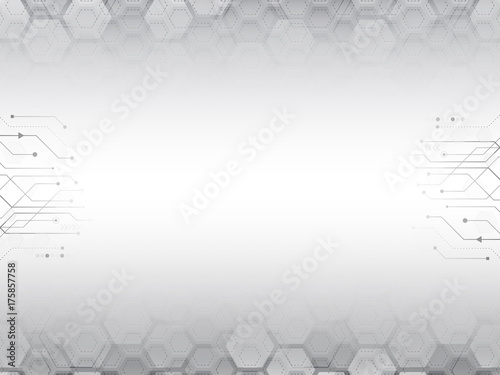 Futuristic circuit board. Hexagon abstract cyber future technology concept background.