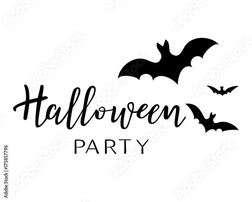 Halloween vector lettering. Holiday calligraphy with bats.