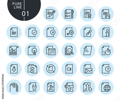 Collection of premium quality text editing and document formatting line icons. Outline concepts for web and app design and development. Modern vector illustration of thin line web symbols.