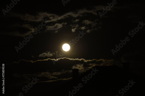 Mysterious night sky with full moon