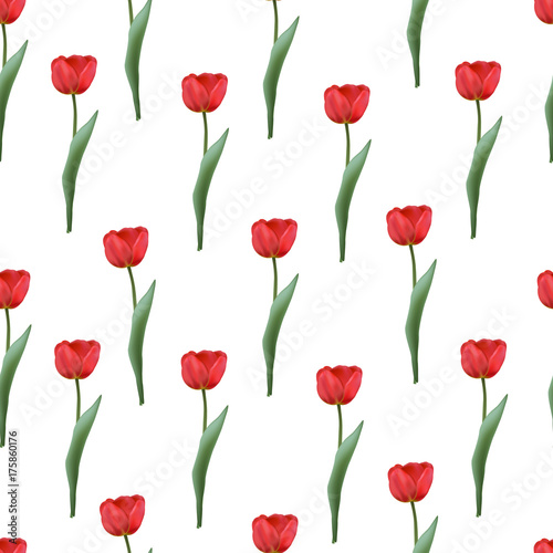 seamless pattern with realistic tulips