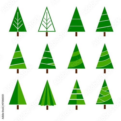 Green Christmas tree vector icon