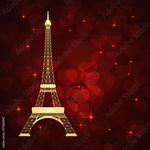eiffel tower and hearts