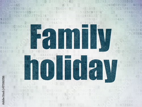Vacation concept: Family Holiday on Digital Data Paper background