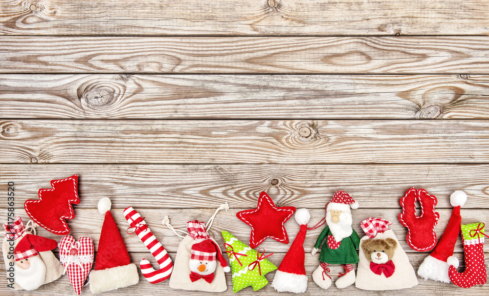 Christmas holidays banner decoration wooden background