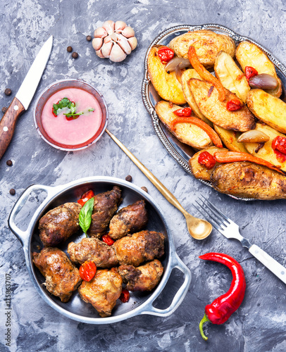 beef roulades in a metal bowl photo