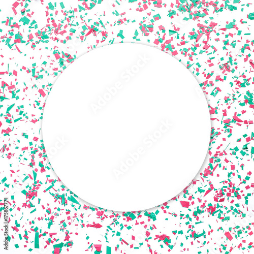 Confetti in christmas decoration with white copy space background.flat lay