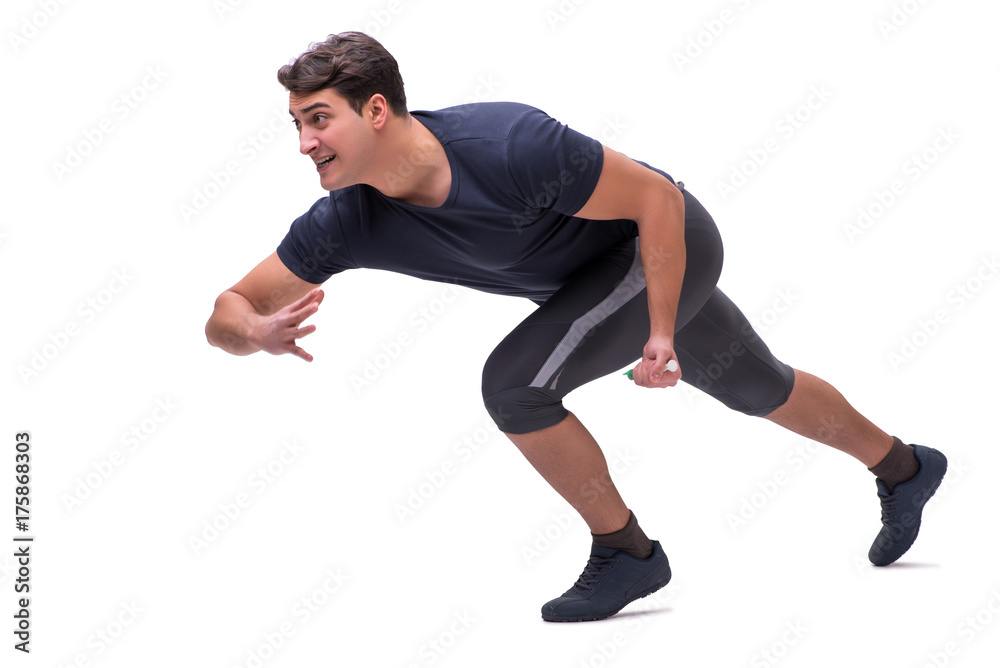 Young man in doping concept isolated on white Young man in doping concept isolated on white