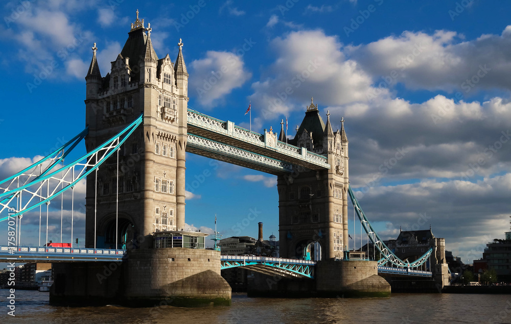 The Tower Bridge in London at sunny day, England, United Kingdom.