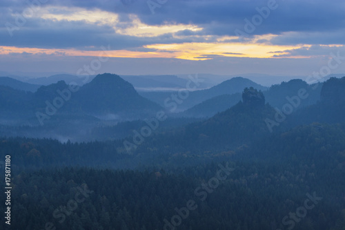 Saxon Switzerland National Park at dawn