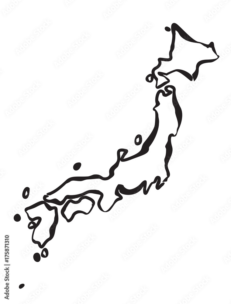 Obraz premium Black Vector drawing map of Japan.