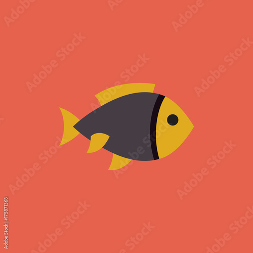 Vector aquarium fish silhouette illustration. Colorful cartoon flat aquarium fish icon for your design.