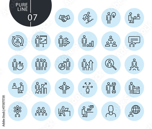 Collection of premium quality business people concept line icons. Outline concepts for web and app design and development. Modern vector illustration of thin line web symbols.