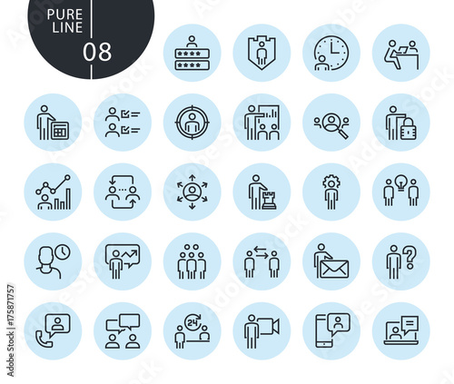Collection of premium quality business management line icons. Outline concepts for web and app design and development. Modern vector illustration of thin line web symbols.
