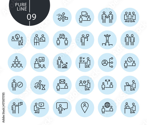 Collection of premium quality business and marketing line icons. Outline concepts for web and app design and development. Modern vector illustration of thin line web symbols.