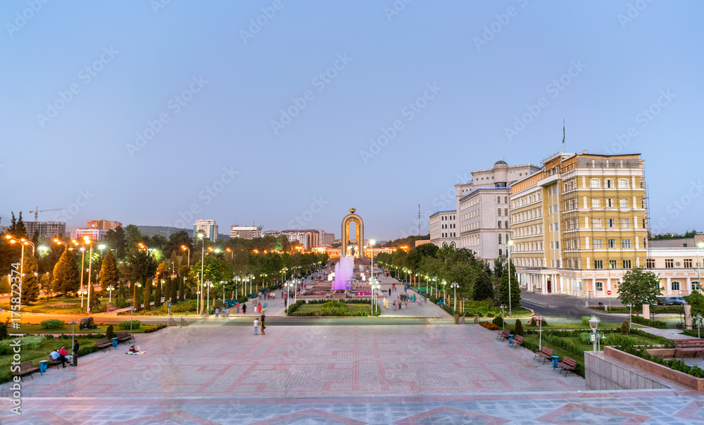 View of Dousti Square in Dushanbe, the Capital of Tajikistan