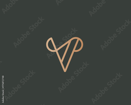 Elegant line curve vector logotype. Premium letter V logo design. Luxury linear creative monogram.