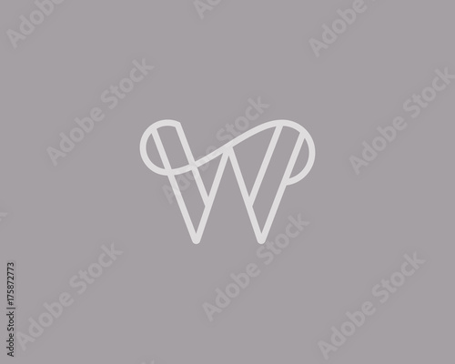 Elegant line curve vector logotype. Premium letter W logo design. Luxury linear creative monogram.