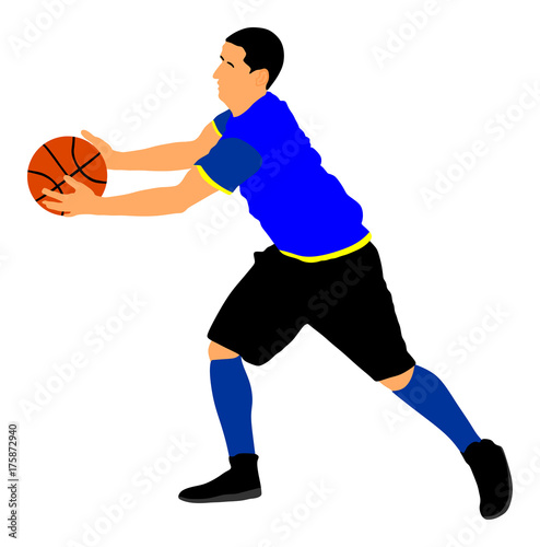 Basketball player vector illustration isolated on white background.