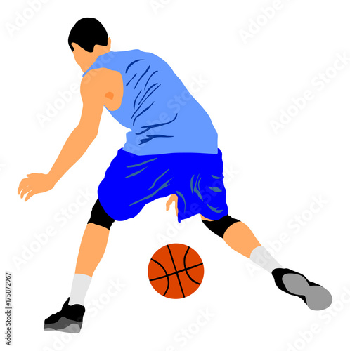 Basketball player vector illustration isolated on white background.