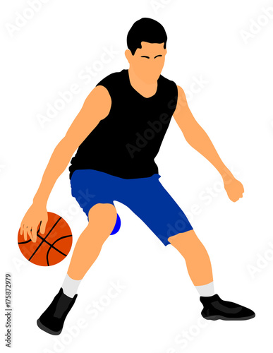 Basketball player vector illustration isolated on white background.