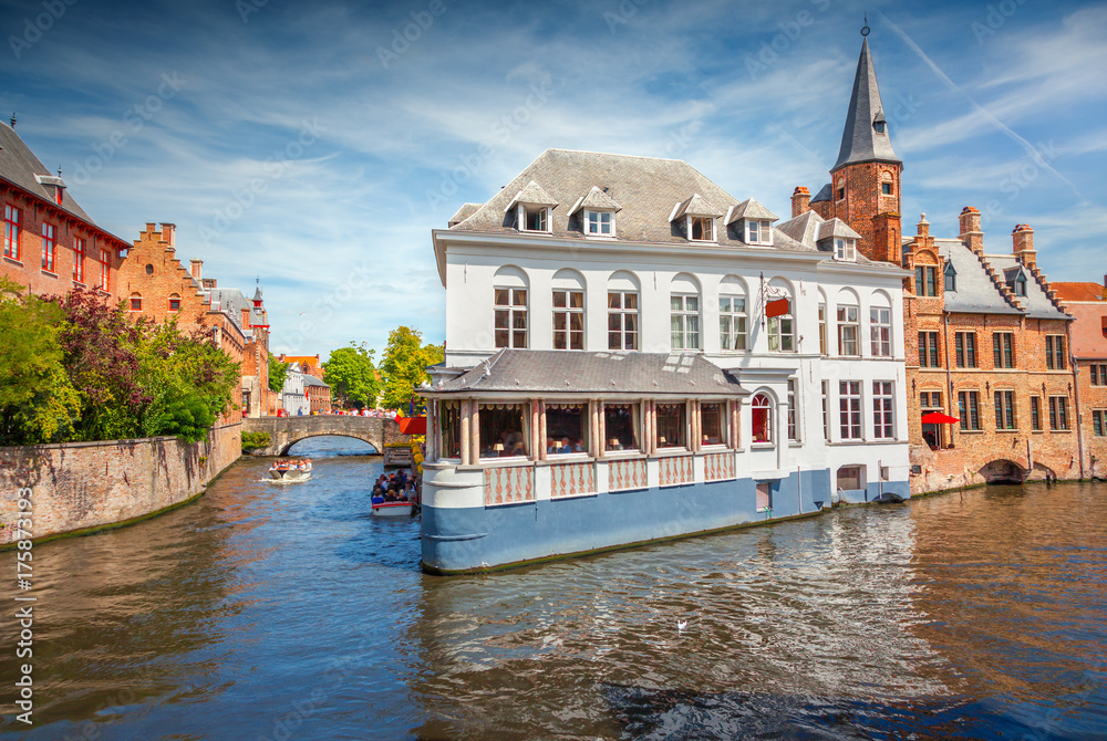Naklejka premium Kanały Brugge, Belgia