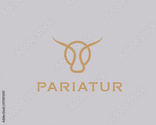 Bull taurus vector logo. Linear cow steak creative logotype