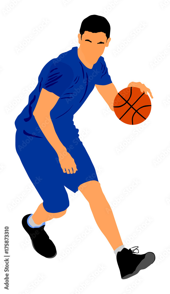 Basketball player vector illustration isolated on white background. Basketball player vector illustration isolated on white background.