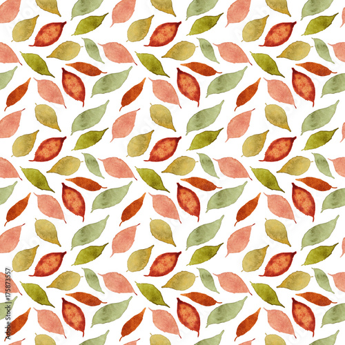 Abstract seamless pattern with watercolor leaves