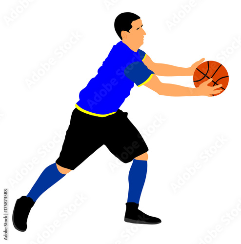 Basketball player vector illustration isolated on white background.