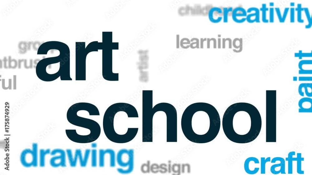 Art school animated word cloud, text design animation. Art school animated word cloud, text design animation.
