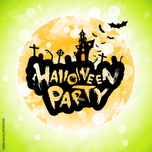 Halloween Party Poster with Moon