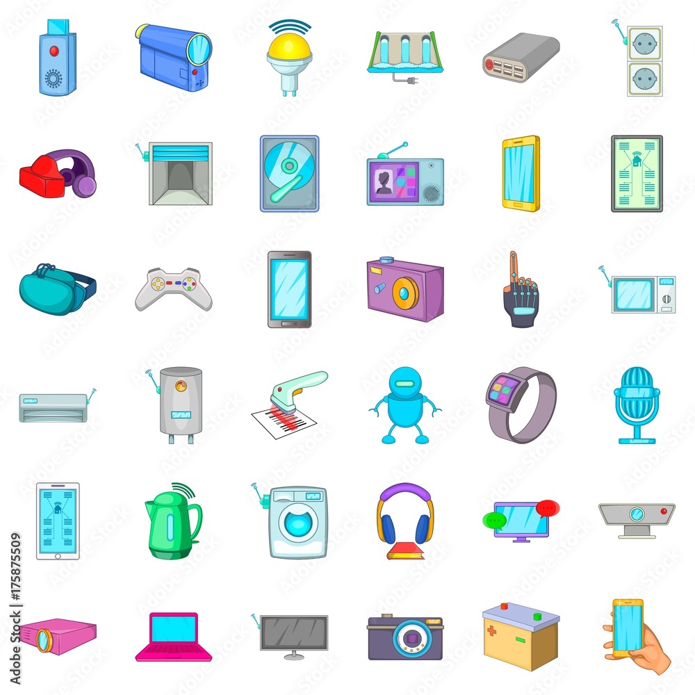 Device icons set, cartoon style Device icons set, cartoon style