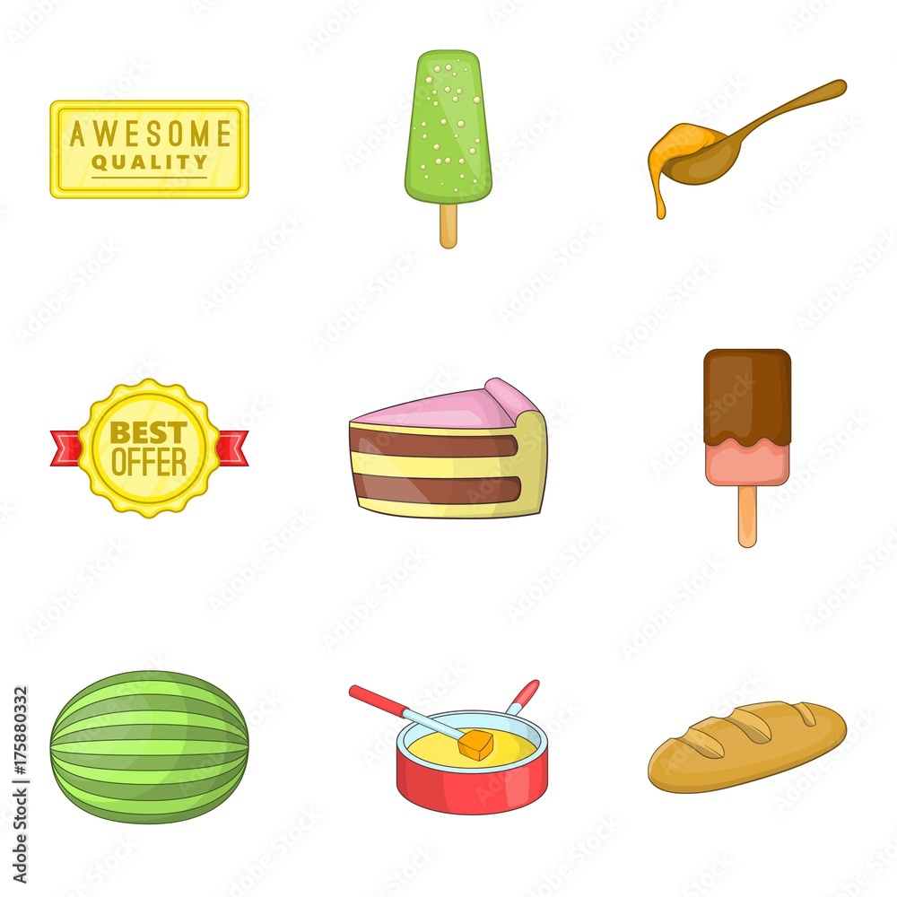 Lollipop icons set, cartoon style Lollipop icons set, cartoon style