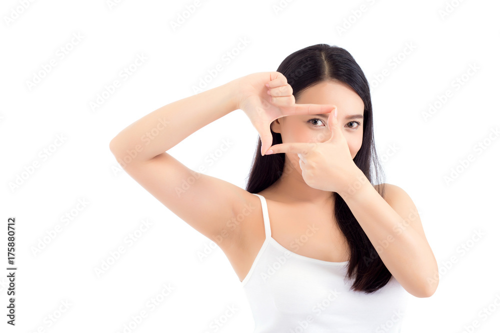 Beautiful girl with makeup, woman portrait and skin care cosmetic concept / attractive beauty asian girl on face isolated on white background. Beautiful girl with makeup, woman portrait and skin care cosmetic concept / attractive beauty asian girl on face isolated on white background.
