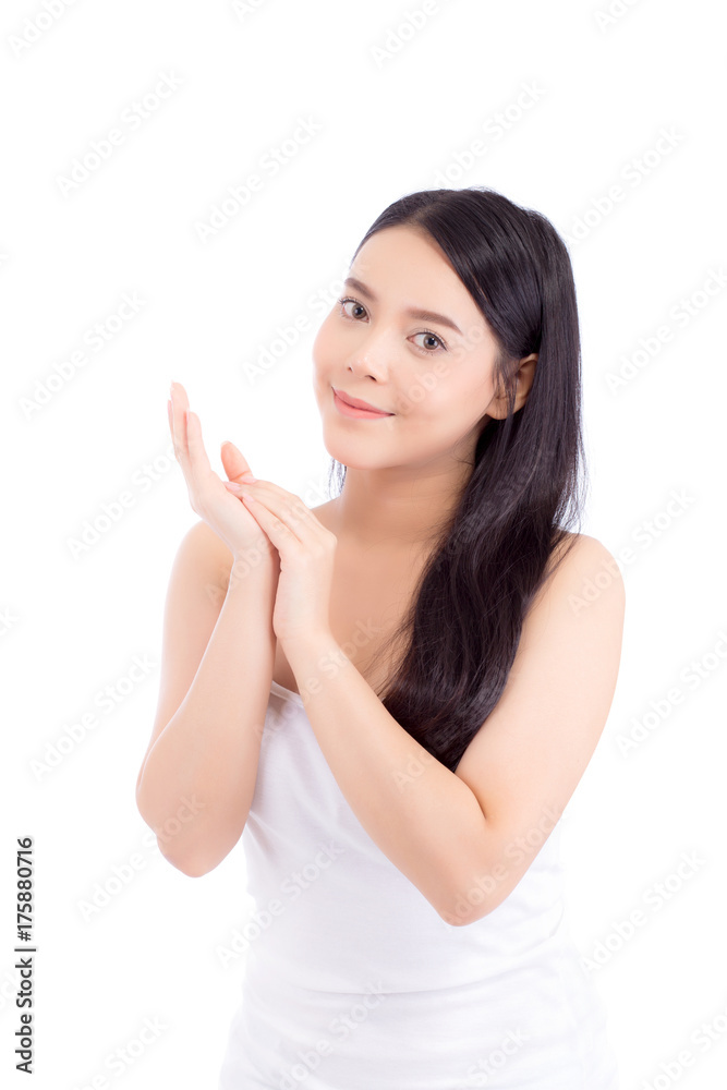 Beautiful girl with makeup, woman portrait and skin care cosmetic concept / attractive beauty asian girl on face isolated on white background. Beautiful girl with makeup, woman portrait and skin care cosmetic concept / attractive beauty asian girl on face isolated on white background.