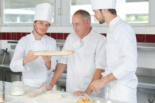 collaboration of generations in the laboratory of a bakery shop