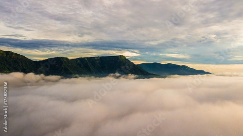 Morning Mist with Mountain ,Sunrise and sea of mis