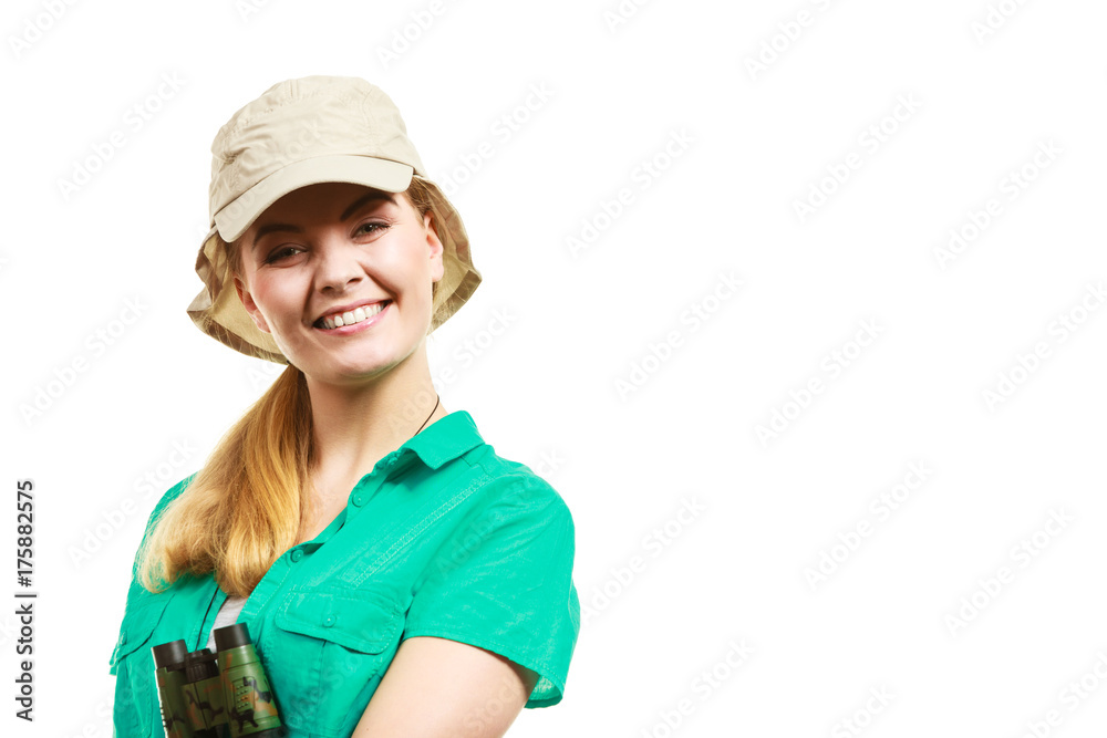 Woman with fishing rod, spinning equipment Woman with fishing rod, spinning equipment