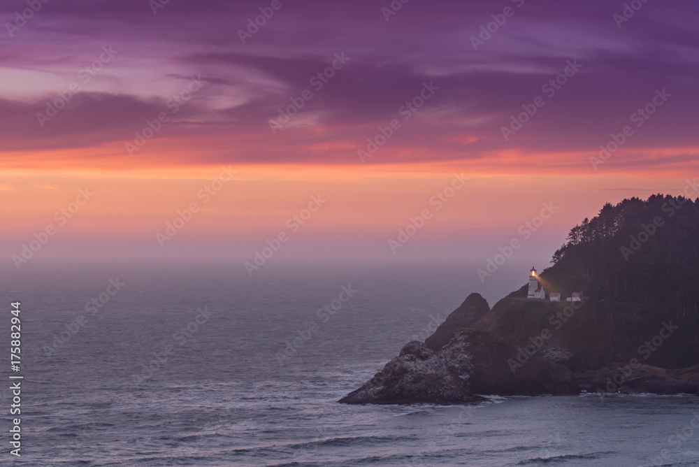 Purple Sunset Over Heceta Head
