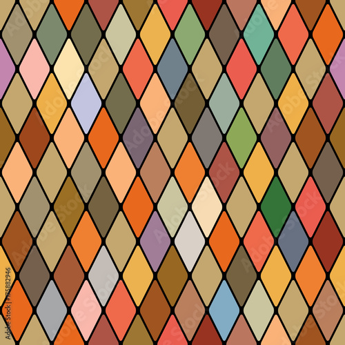 Harlequin's golden autumnal seamless pattern (G.Klimt's poly-color vitrage palette).