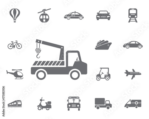 truck crane icon. Simple Set of Transport Vector Line Icons.